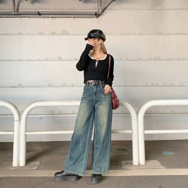 クラネ　レースアップデニムトップス CLANE レースアップデニムトップス