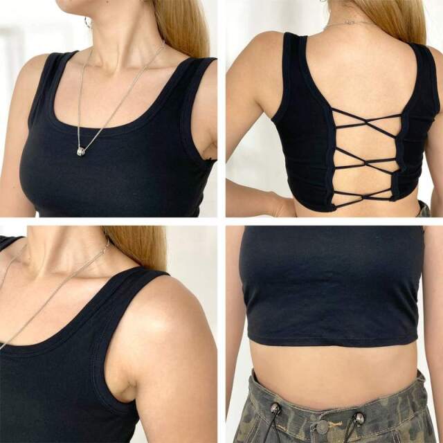 ★新品未使用　タグ付き★ クロスショートタンクトップＳ　ブラック non-hedge バッククロスショートタンクトップ|TiMTiMオンラインストア