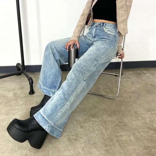 サイドタックデニムパンツ