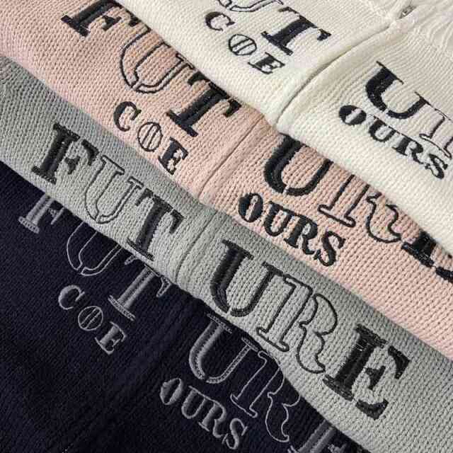 ロゴ刺繍ZIPニットトップス