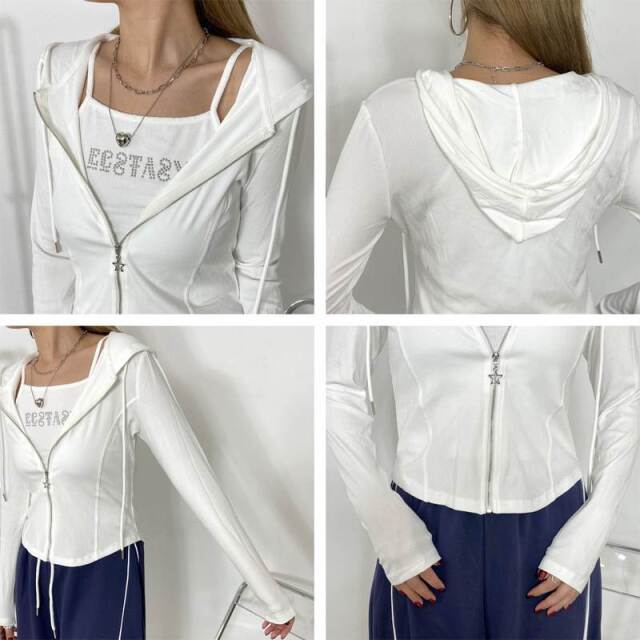 ZIPフード・ストーンロゴキャミセット