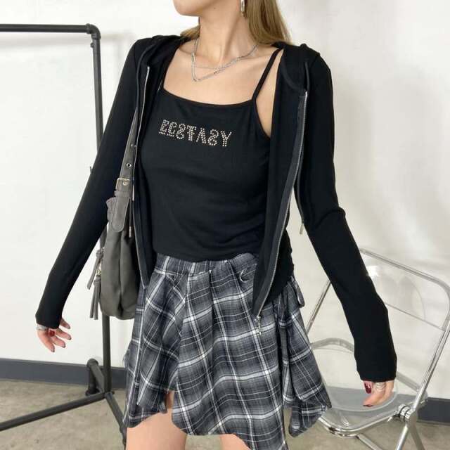 ZIPフード・ストーンロゴキャミセット