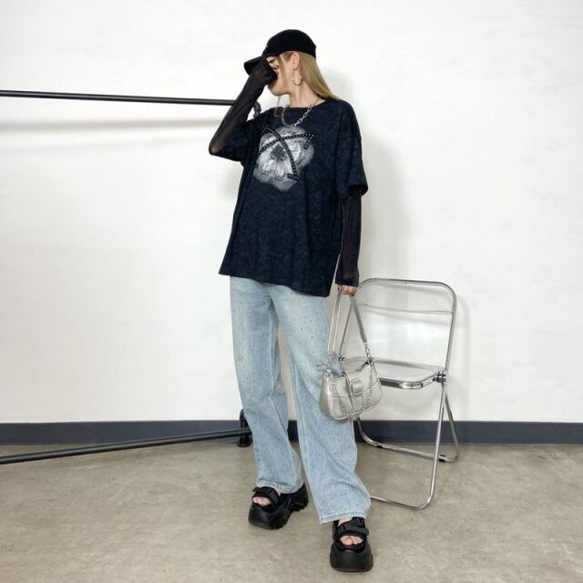 ブリーチレースストーンアンサンブルビッグＴシャツ