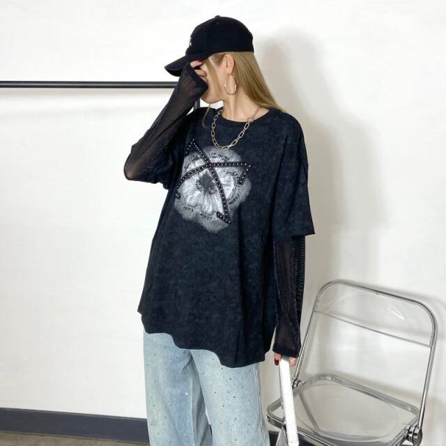 ブリーチレースストーンアンサンブルビッグＴシャツ