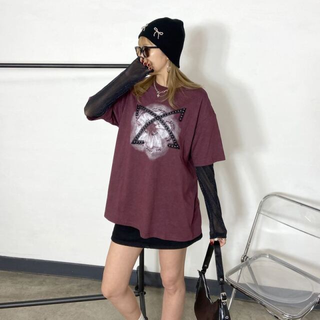 ブリーチレースストーンアンサンブルビッグＴシャツ