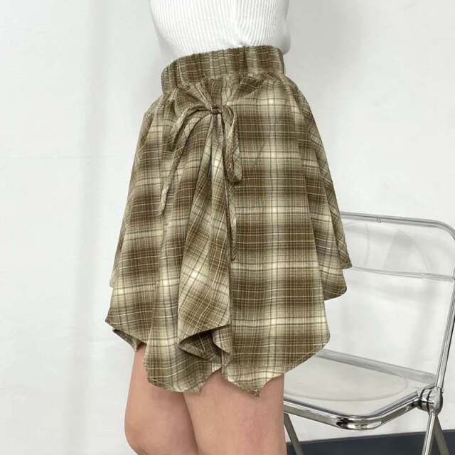 チェックアシメスカート