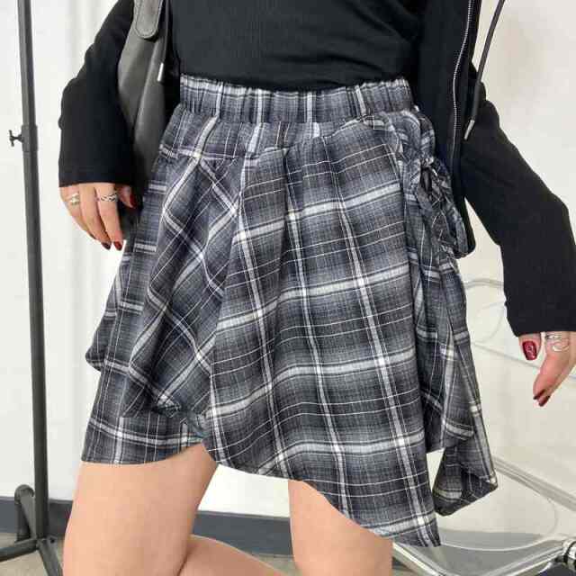 チェックアシメスカート