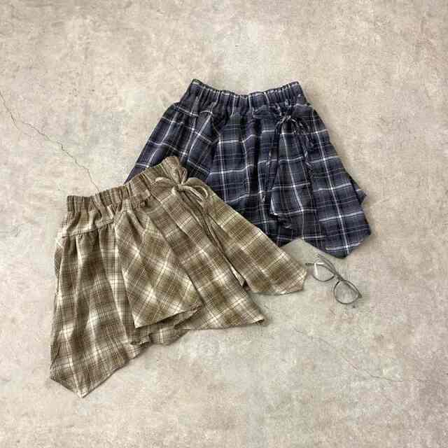 チェックアシメスカート
