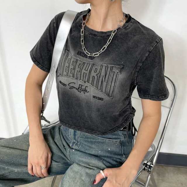 ロゴサイドドロストブリーチTシャツ