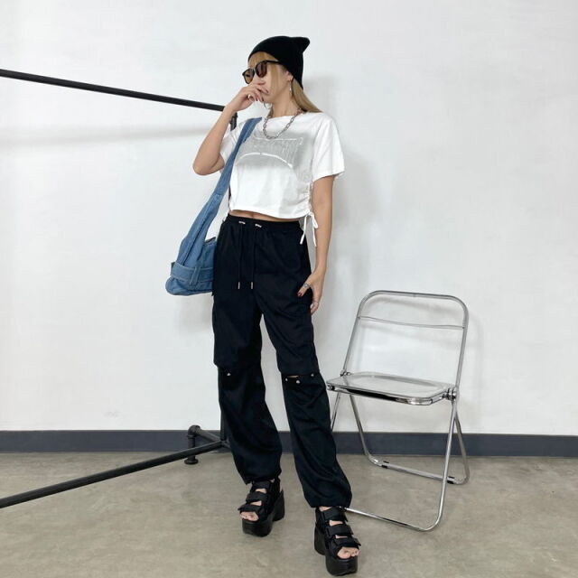 ロゴサイドドロストブリーチTシャツ