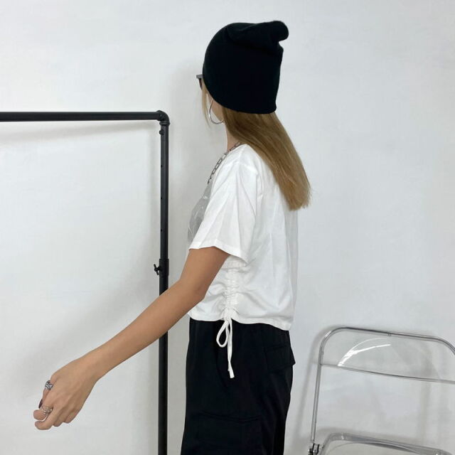 ロゴサイドドロストブリーチTシャツ