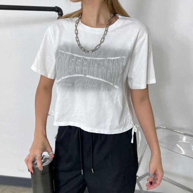 ロゴサイドドロストブリーチTシャツ