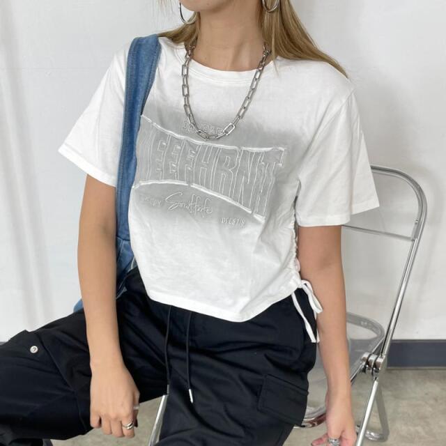 ロゴサイドドロストブリーチTシャツ