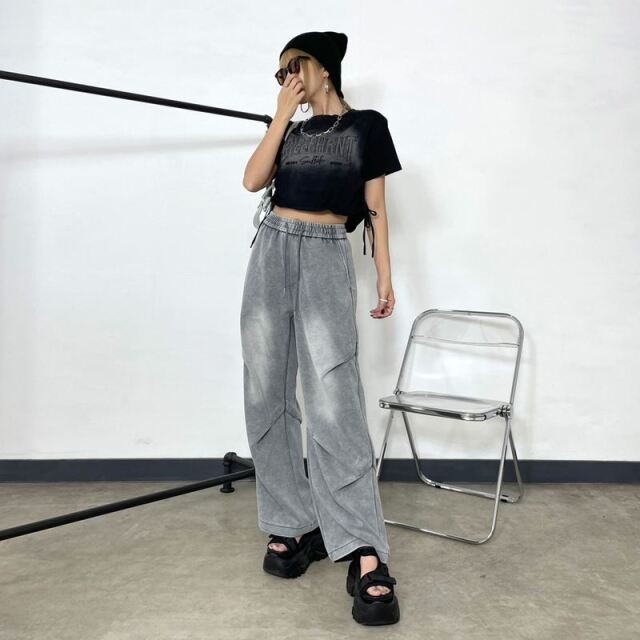 ロゴサイドドロストブリーチTシャツ
