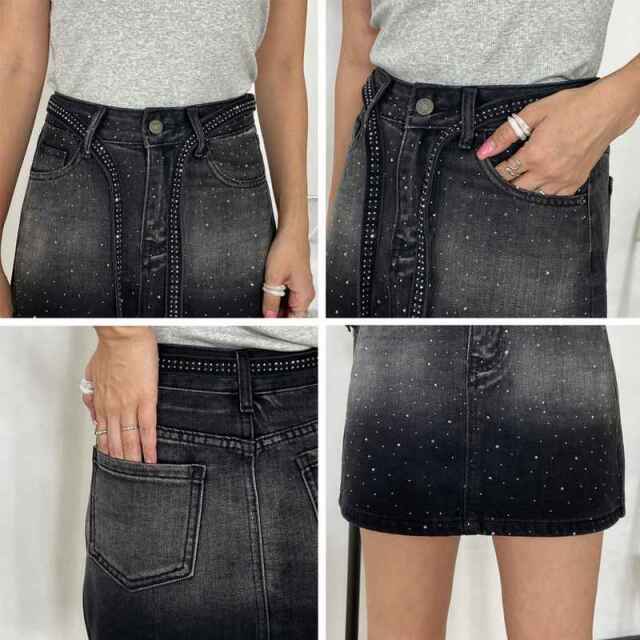 デニムストーンミニスカート