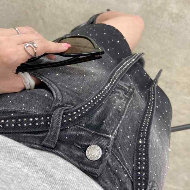 デニムストーンミニスカート