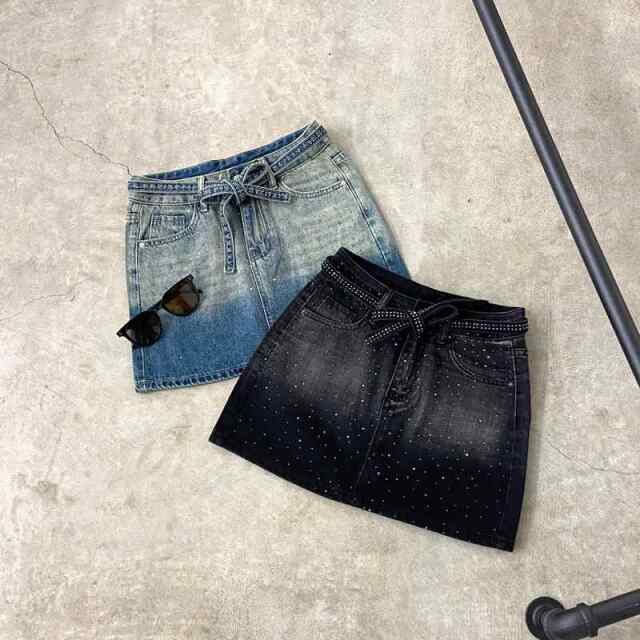 デニムストーンミニスカート