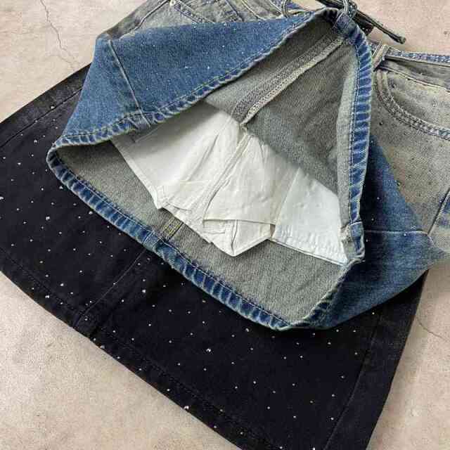 デニムストーンミニスカート