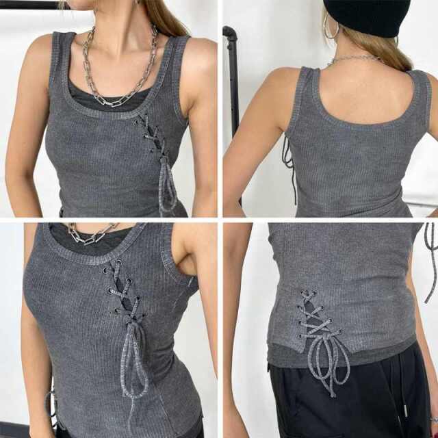 レースアップアンサンブルタンクトップ