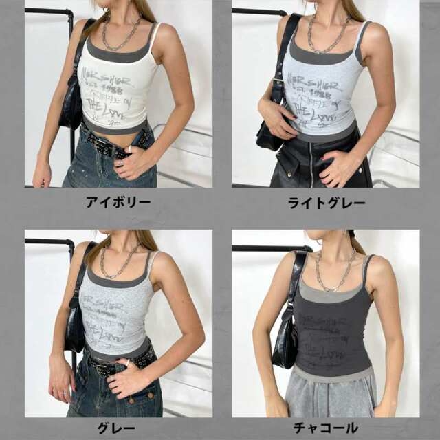 LGB Naked Heart グレー タンクトップ non-hedge アンサンブル風ロゴタンクトップ|TiMTiMオンラインストア