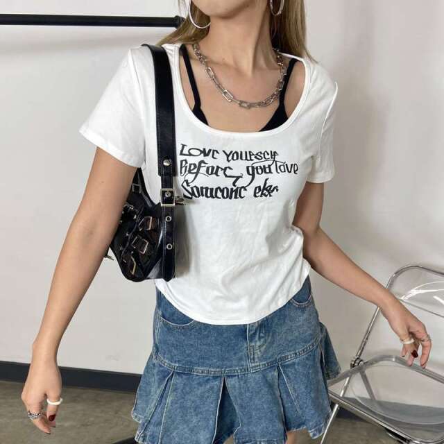 ロゴアンサンブル風サイドドロストTシャツ