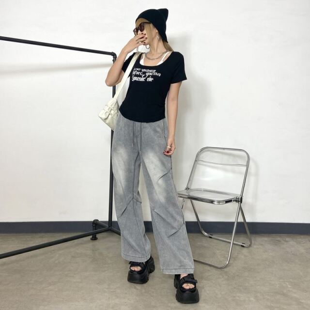 ロゴアンサンブル風サイドドロストTシャツ