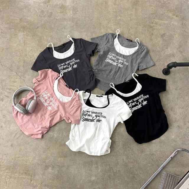 ロゴアンサンブル風サイドドロストTシャツ