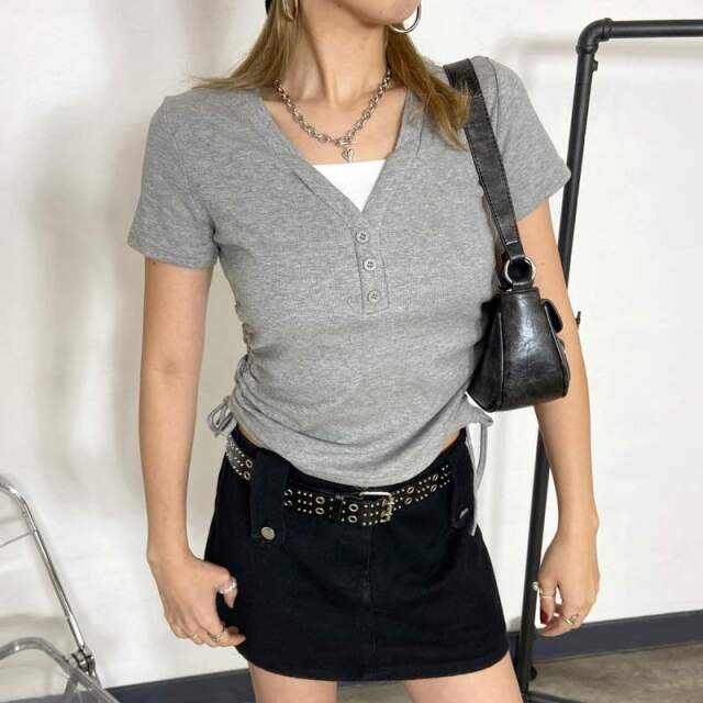 ヘンリーアンサンブル風サイドドロストトップス