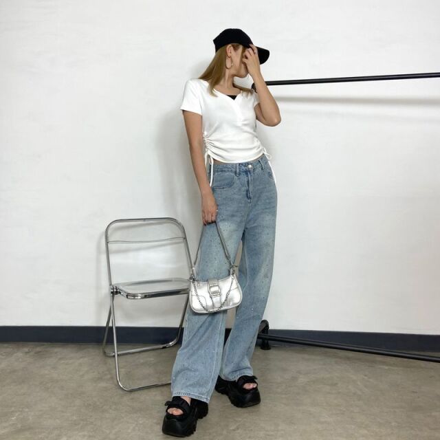 ヘンリーアンサンブル風サイドドロストトップス