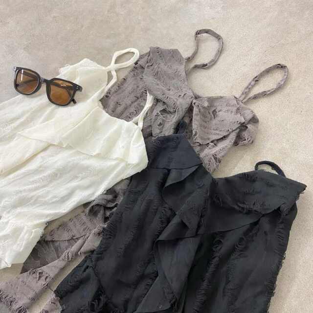 ダメージフリルアシメキャミソール