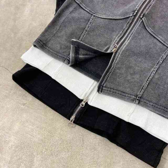 リブZIPショートトップス
