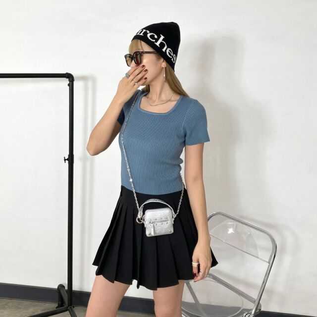 スクエアリブニットT