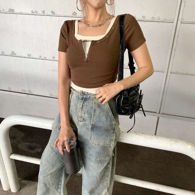 アンサンブルZIPショートトップス