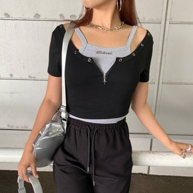 アンサンブルZIPショートトップス