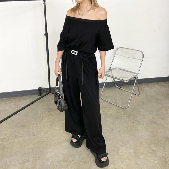 non-hedge オフショルプルオーバー・ワイドパンツセットアップ