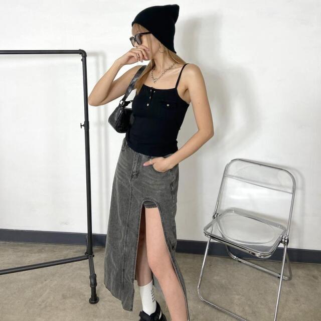 デニムスリットロングスカート