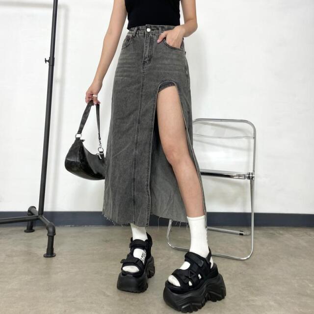 デニムスリットロングスカート