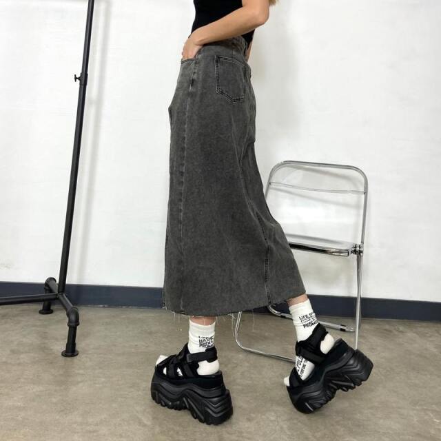 デニムスリットロングスカート