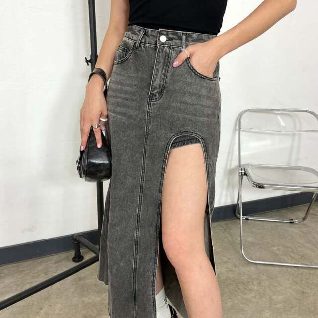 デニムスリットロングスカート