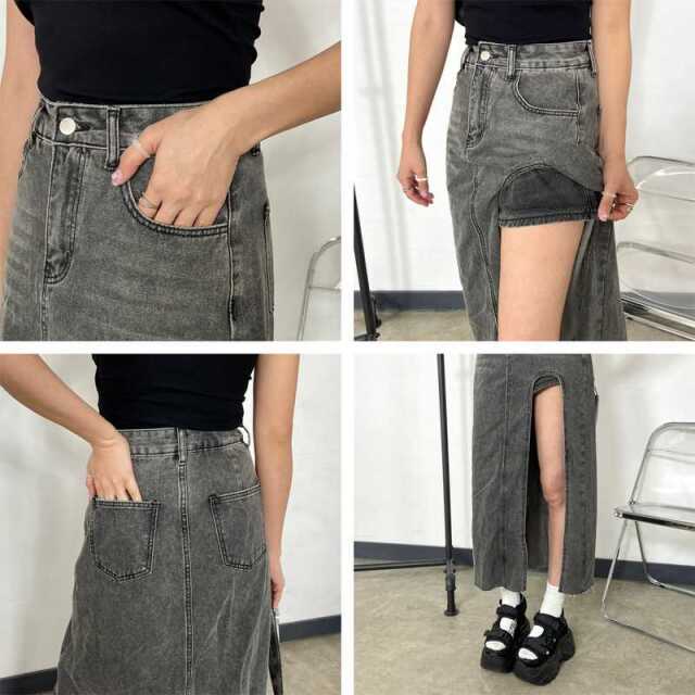 デニムスリットロングスカート