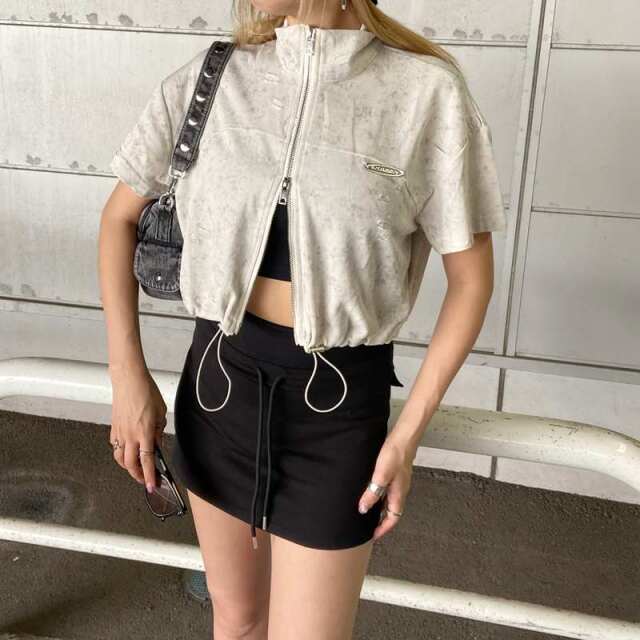 プレートダメージWZIPトップス