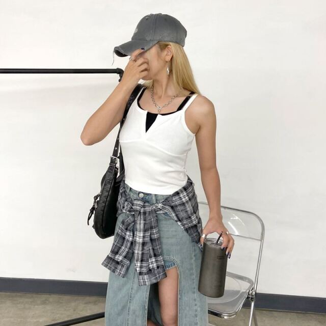 ヘンリーリブアンサンブル風キャミソール