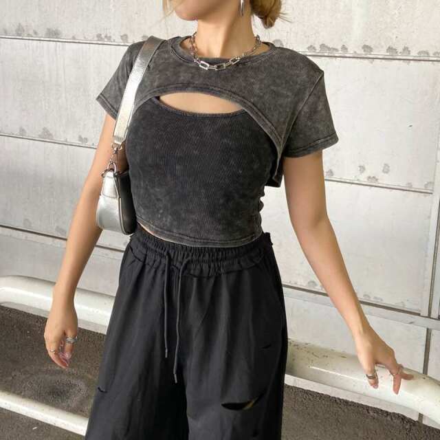リブアンサンブルトップス