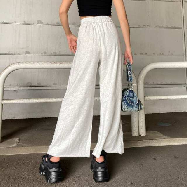 裏毛ダメージワイドパンツ