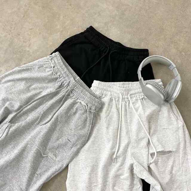 裏毛ダメージワイドパンツ