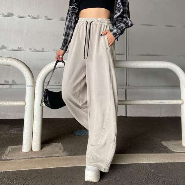 リベット付きブリーチカットワイドパンツ