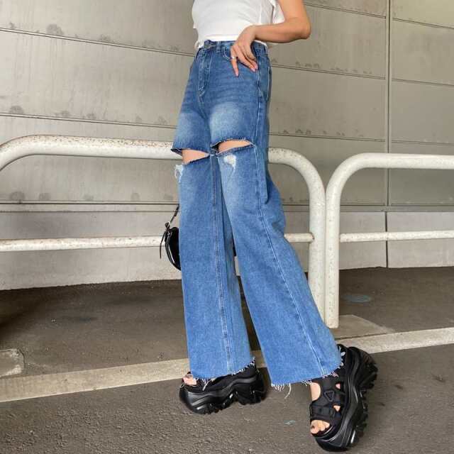non-hedge ダメージストレートデニムパンツ|TiMTiMオンライン