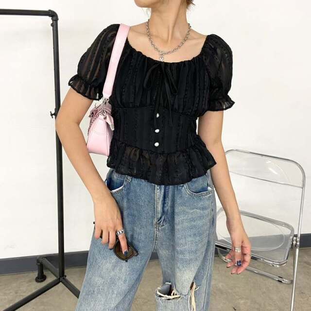 シフォンスクエアトップス