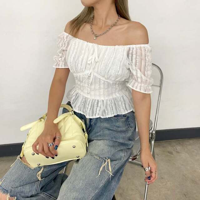 シフォンスクエアトップス