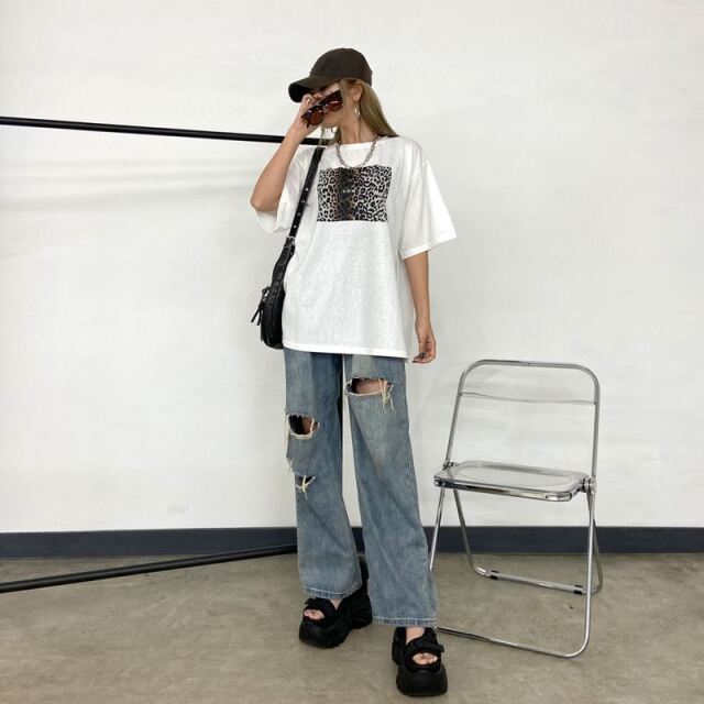 ヒョウ柄ビッグTシャツ